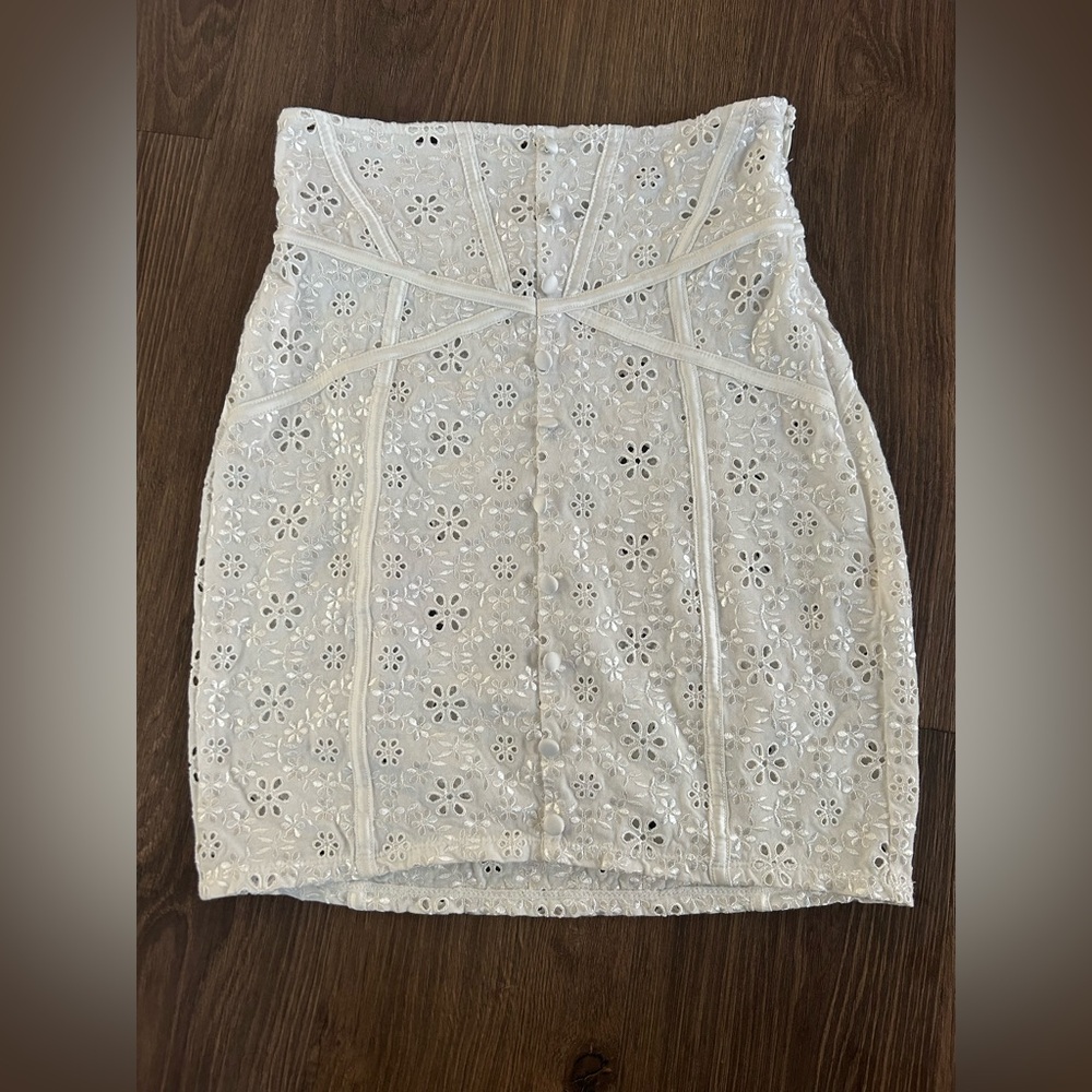 For Love & Lemons Skirt Women's White Floral Front Button Skirt Size XS NWOT